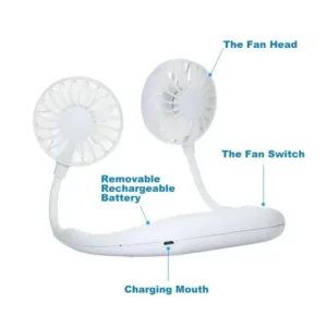 Portable Neck Fan – Hands-Free, USB Rechargeable 360° Cooling