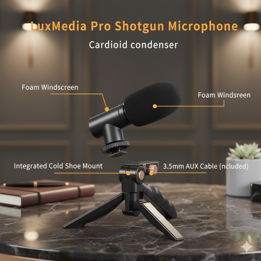 Vlogging Kit: Mic, LED Light, Tripod & Phone Holder