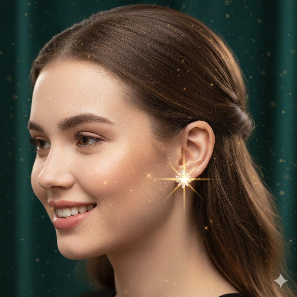 Floral AD Stud Earrings for Women | Diamond Look