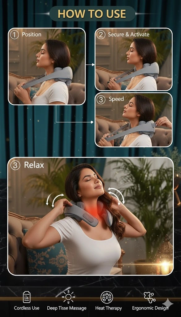 Rechargeable Electric Neck & Shoulder Massager with Heat | Deep Tissue Pain Relief Massager (1 Pc)