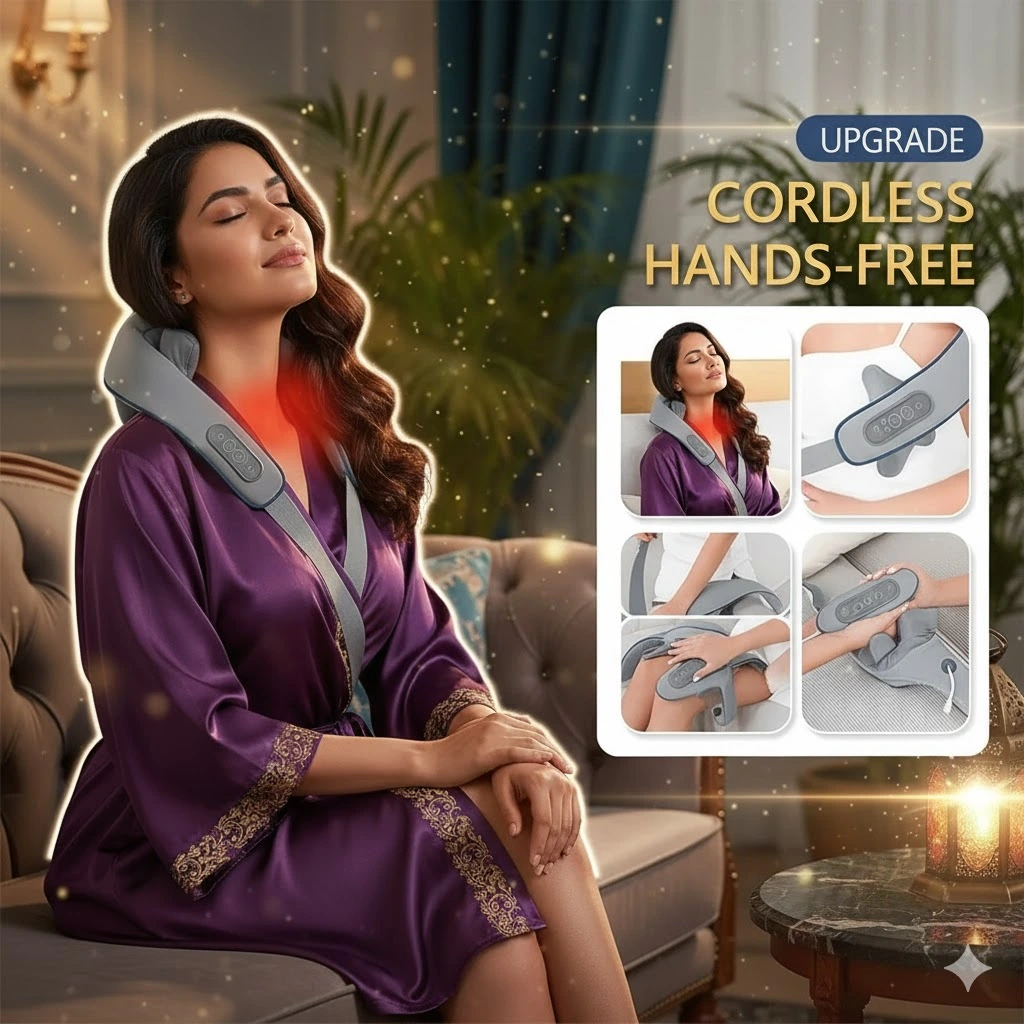 Rechargeable Electric Neck & Shoulder Massager with Heat | Deep Tissue Pain Relief Massager (1 Pc)