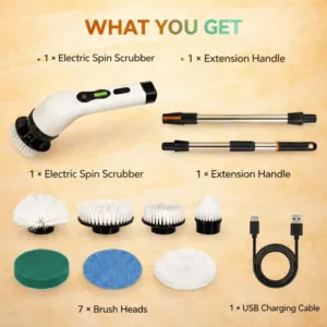 7-in-1 Electric Spin Scrubber with Long Handle