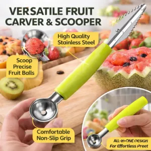 fruit scooper peeler set stainless steel,melon baller tool for watermelon,fruit carving tool kitchen use,watermelon scooper tool india,kitchen fruit cutting tool stainless steel,ysstore,ysstore product sale , ysstore sale,Fruit Scooper & Peeler Set | Stainless Steel Garnish Tool