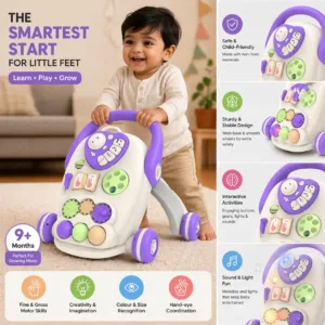 Baby Walker with Music & Anti-Slip Wheels – Purple