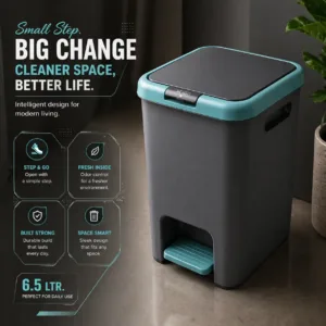 Plastic Pedal Dust Bin 6.5L – Push Lid Waste Bin