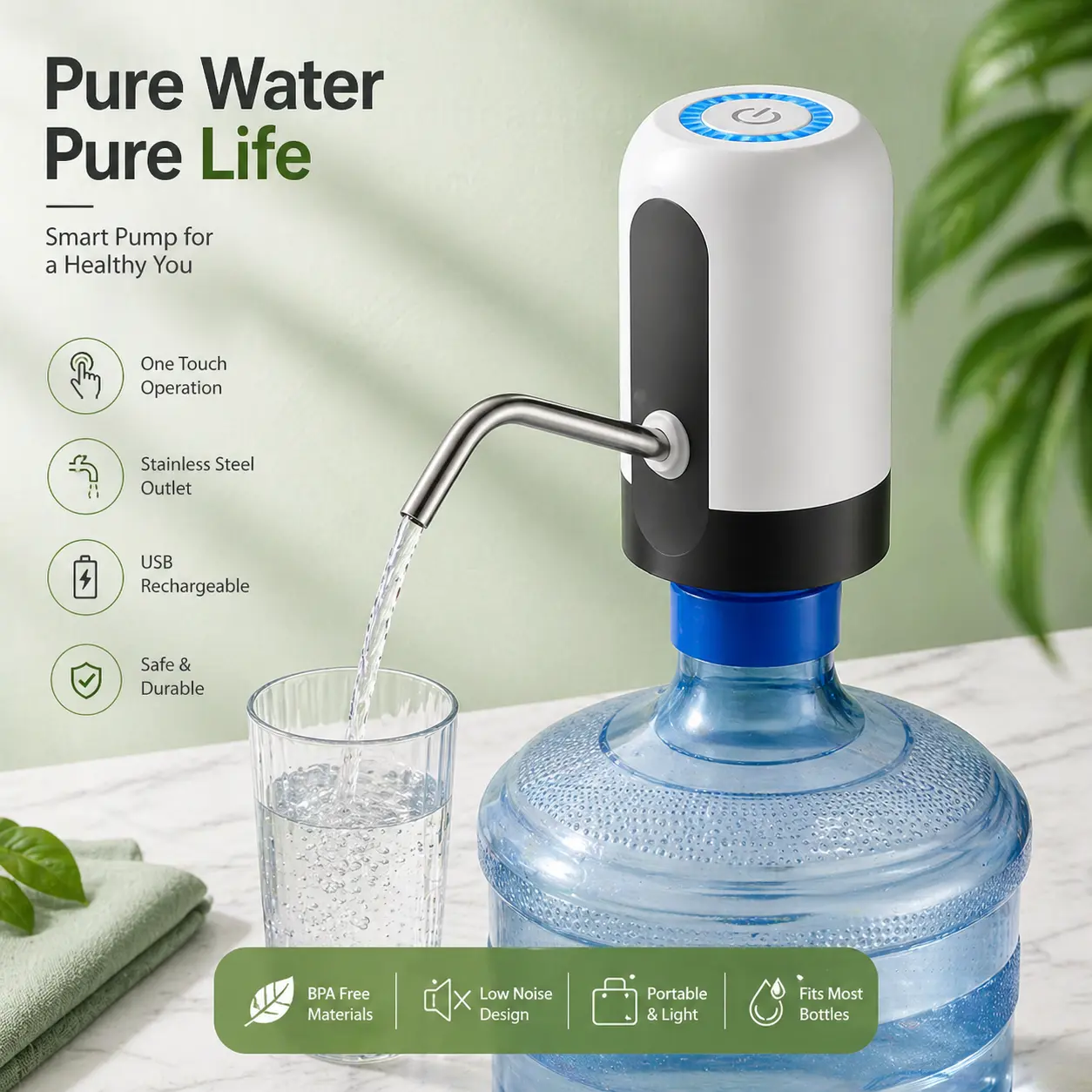 USB Charging Automatic Water Bottle Pump Dispenser
