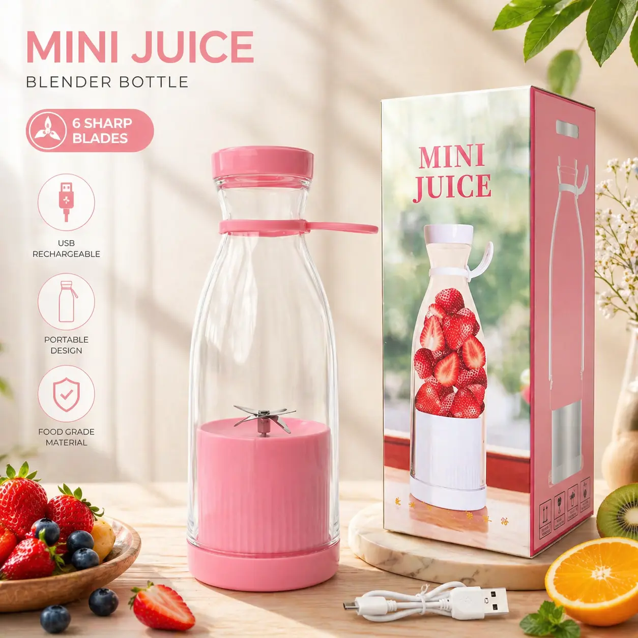 Buy Portable Blender Juicer for Smoothies & Juice 420ml for fresh juice, smoothies and shakes. Compact portable juicer for home, office and travel use.