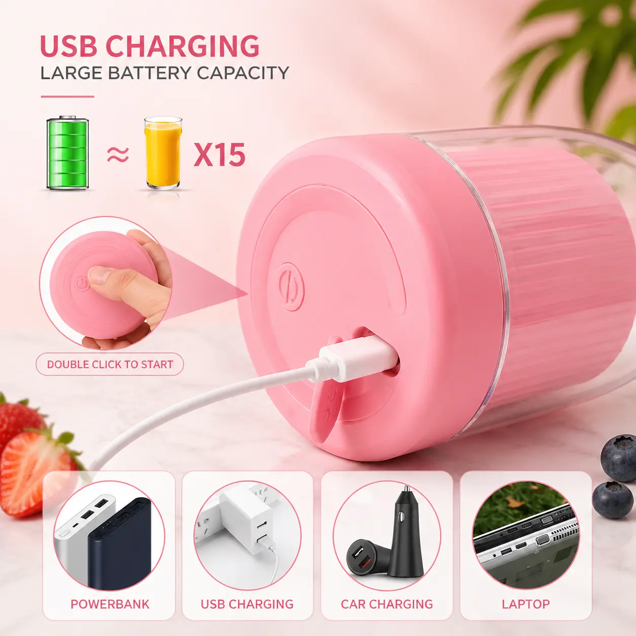 Buy Portable Blender Juicer for Smoothies & Juice 420ml for fresh juice, smoothies and shakes. Compact portable juicer for home, office and travel use.
