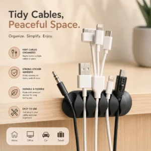 Cable Organizer Holder Clips for Wire Management (10 Pc)