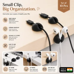 Cable Organizer Holder Clips for Wire Management (10 Pc)
