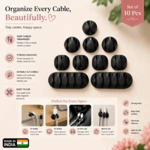 Cable Organizer Holder Clips for Wire Management (10 Pc)