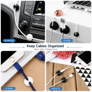 Cable Organizer Holder Clips for Wire Management (10 Pc)