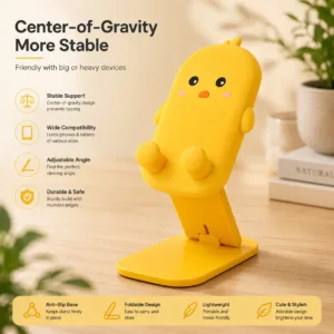 Adjustable Foldable Mobile Stand with Cute Cartoon Design
