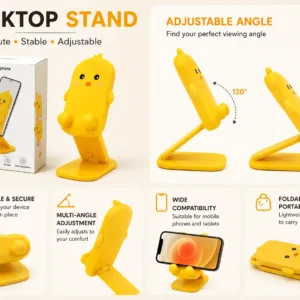Adjustable Foldable Mobile Stand with Cute Cartoon Design