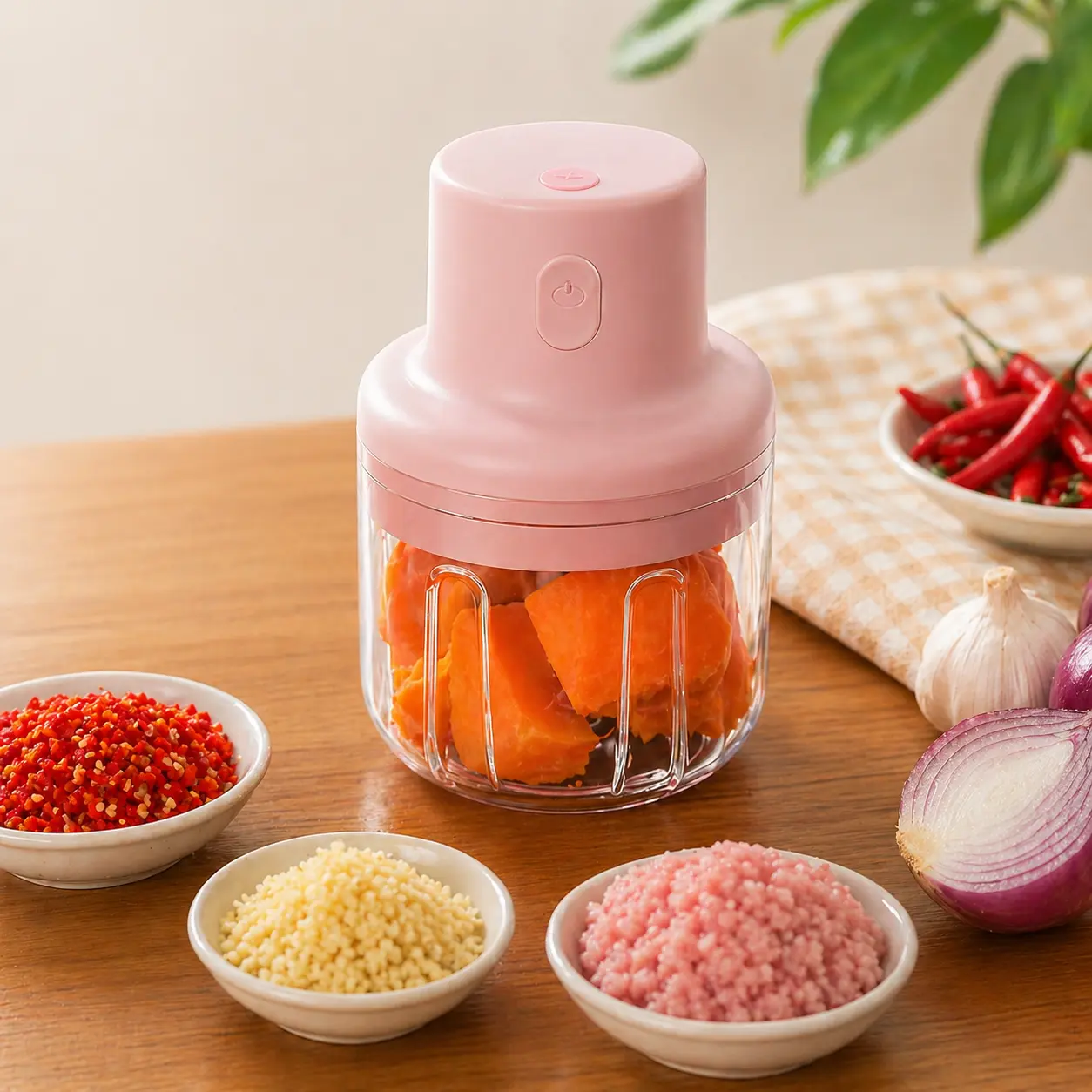 Electric Mini Garlic Chopper 250ml for Kitchen Use