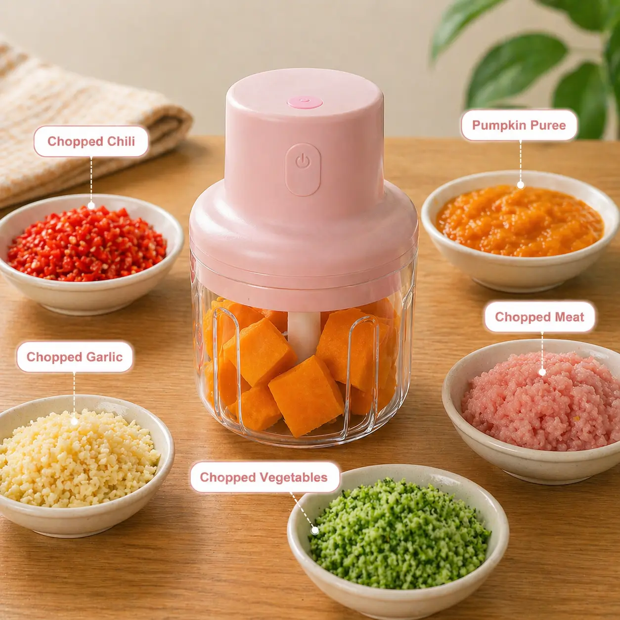 Electric Mini Garlic Chopper 250ml for Kitchen Use