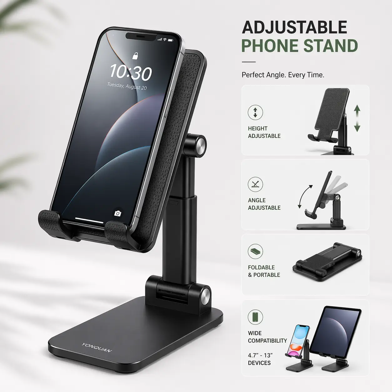 Foldable Adjustable Mobile Stand for Desk & Table
