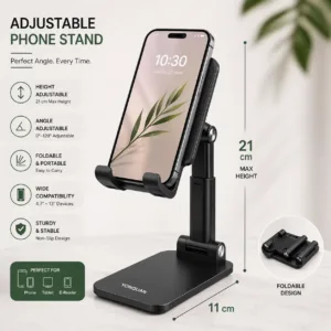 Foldable Adjustable Mobile Stand for Desk & Table