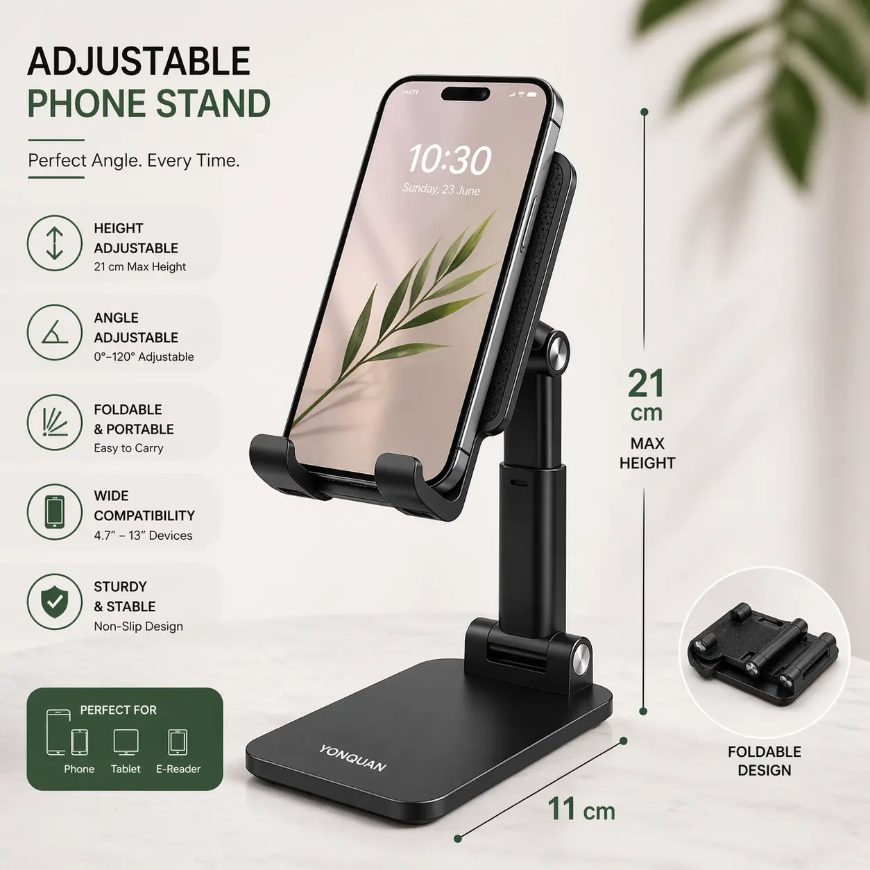 Foldable Adjustable Mobile Stand for Desk & Table