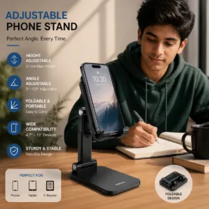 Foldable Adjustable Mobile Stand for Desk & Table