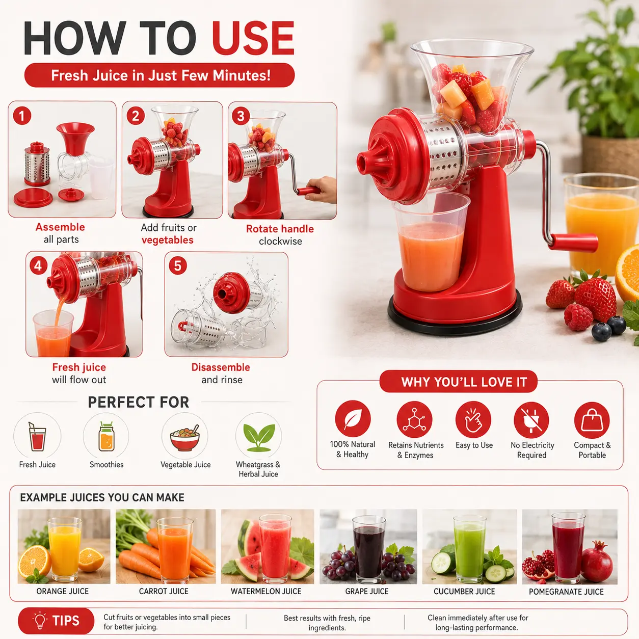 Mini Portable Fruit & Vegetable Juicer Blender
