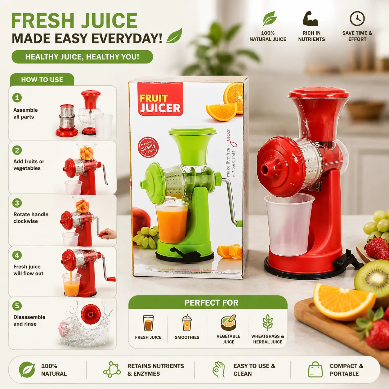 Mini Portable Fruit & Vegetable Juicer Blender
