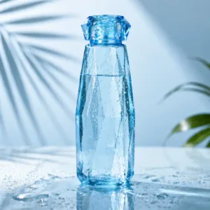 Glass Water Bottle with Plastic Cap for Fridge & Kitchen Use