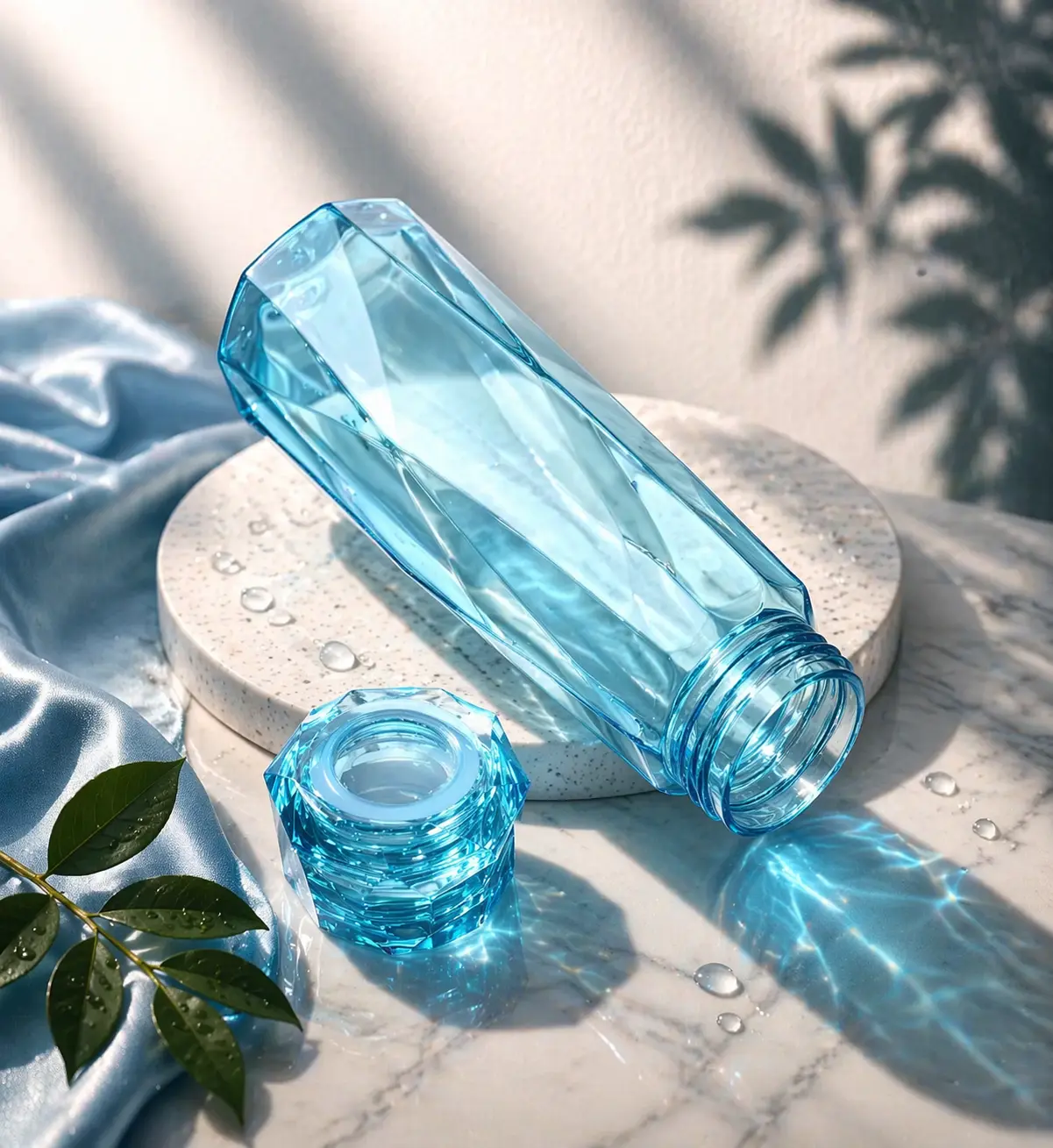 Glass Water Bottle with Plastic Cap for Fridge & Kitchen Use