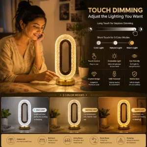 Luxury Crystal Touch Night Lamp with Diamond Design