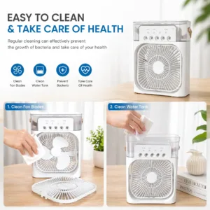 Portable Air Cooler Fan with 7 Color LED Light for Home & Office