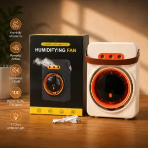 Buy Portable Air Cooling Fan with Humidifier & Display for cool airflow and refreshing mist. Mini air cooler fan for home, office and summer use.