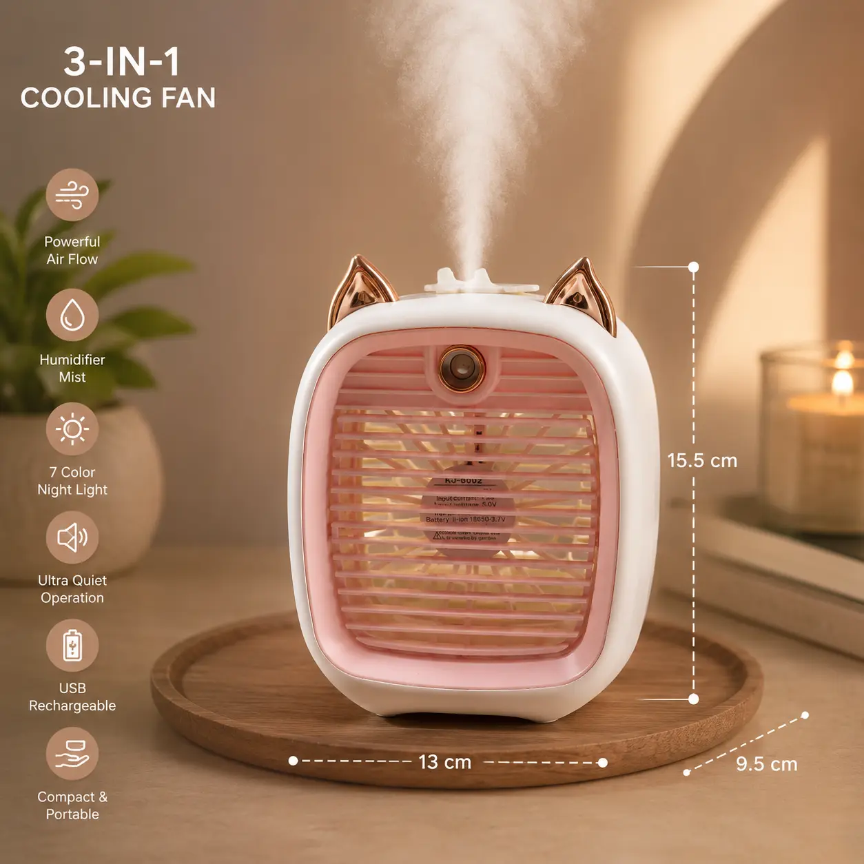 Portable Mini Air Cooler Fan with Spray Mist Cooling