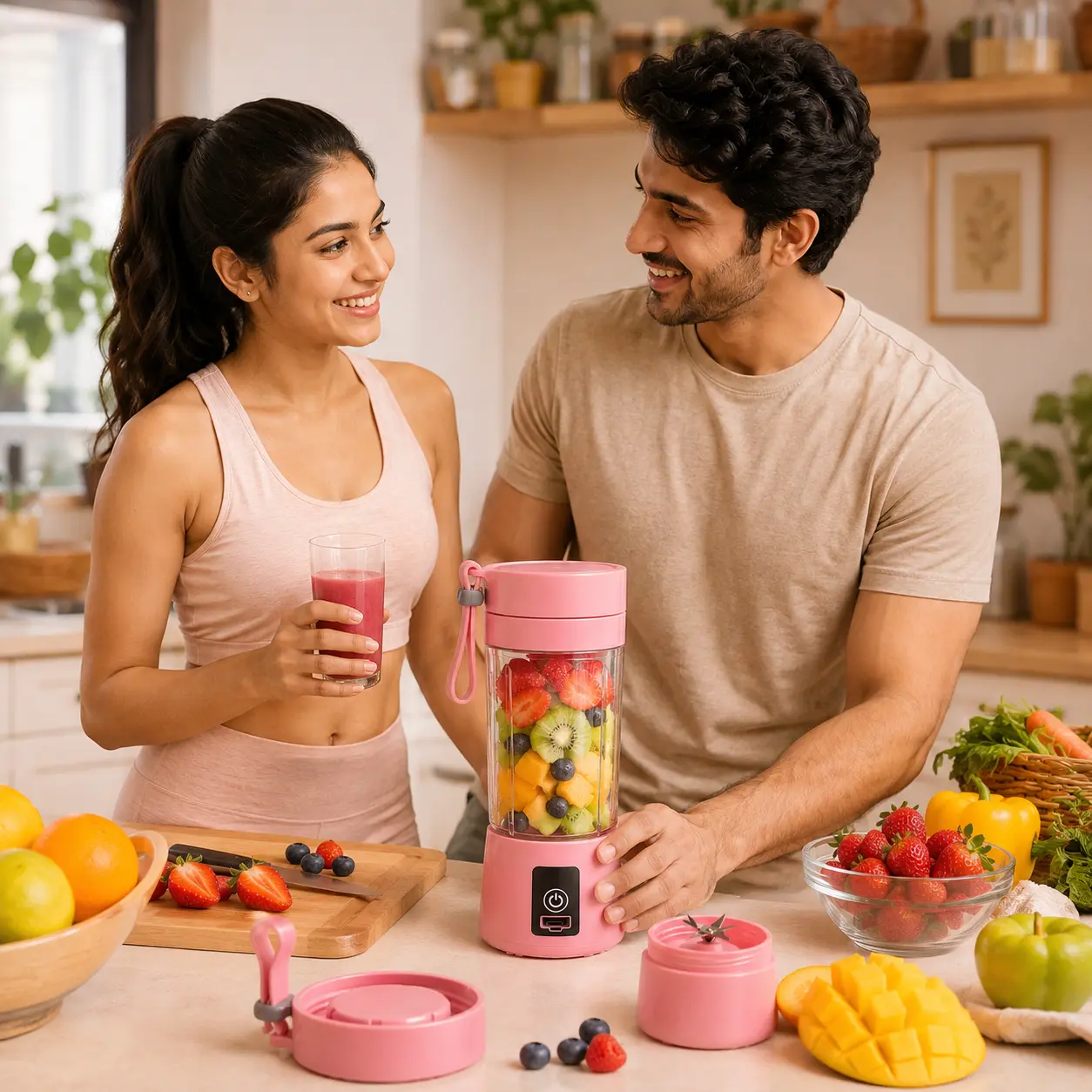 Portable USB Juicer Blender Cup with 6 Blades 380ML