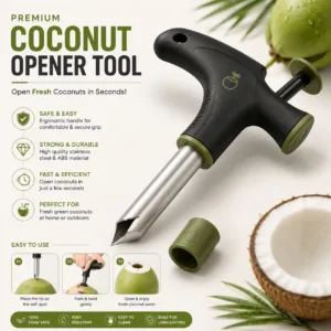 Coconut Opener Tool with Comfortable Grip Handle