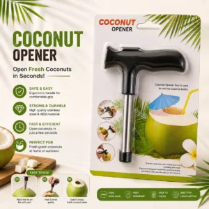 Coconut Opener Tool with Comfortable Grip Handle