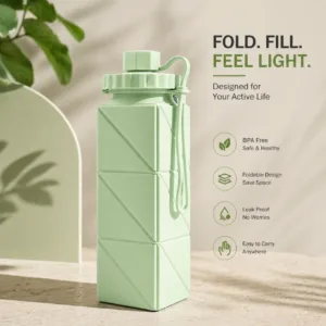 Foldable Collapsible Water Bottle for Travel & Gym