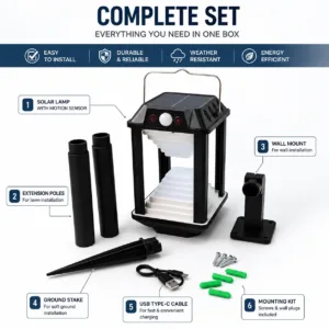 Solar LED Wall Lamp with Motion Sensor for Outdoor Use