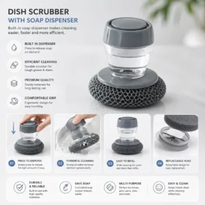 Soap Dispensing Dish Cleaning Brush for Kitchen Use