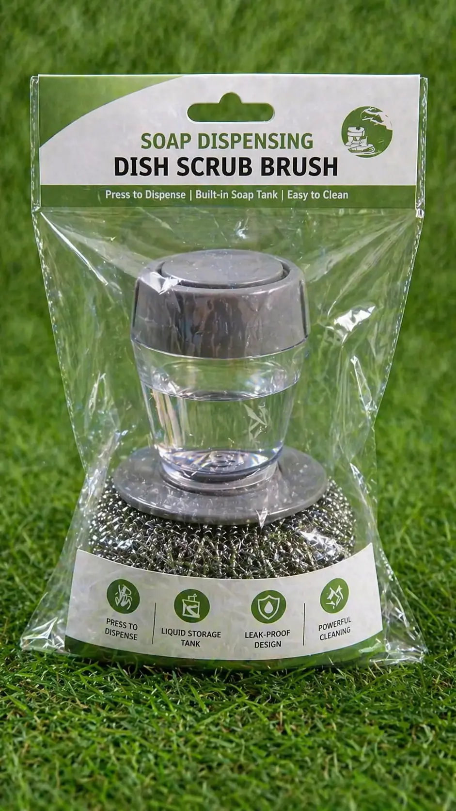 Soap Dispensing Dish Brush Palm Brush, Kitchen Cleaning 2.5