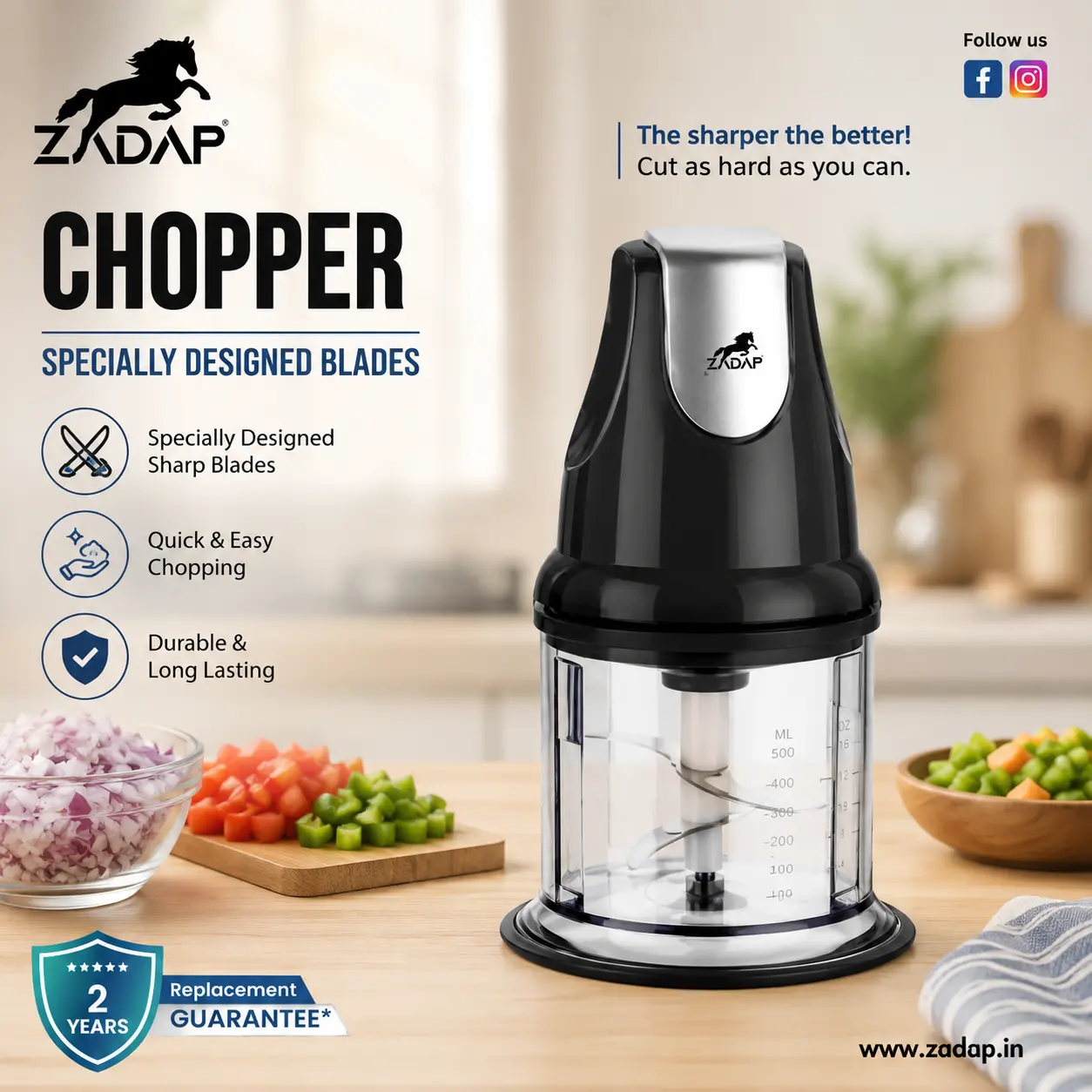 Electric Vegetable Chopper & Food Processor 850ML